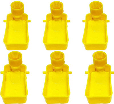 MARVIA Bird Food Feeder Automatic Food Feeder Cups for All Bottle , set of 6 Rectangle Plastic Pet Bowl(350 ml Yellow)