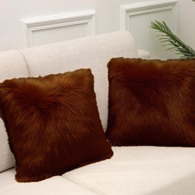 Catchyx Cart Microfibre Solid Cushion Pack of 2(Brown)