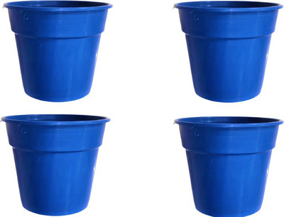 HOIVA BLUE 6 INCH Plastic Garden POT for Indoor/outdoor Easy to Hang & Fill Plant Container Set(Pack of 4, Plastic)