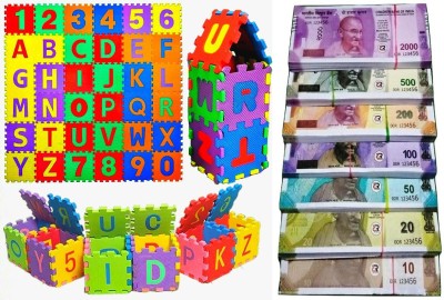 Maadi ABC & Number With Indian Currency Note churan wale Note (10X7= 70) kids Learning(106 Pieces)