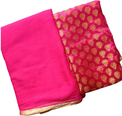 Durga Emporio Solid/Plain Bollywood Chiffon Saree(Magenta)