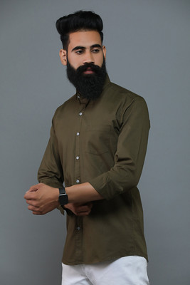 Dzire Creation Men Solid Casual Brown Shirt