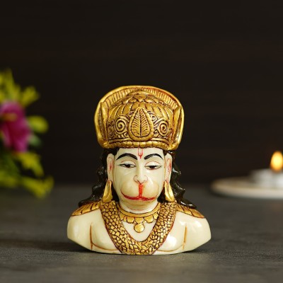 shyam antique creation Lord Hanuman Head Painting Bajrangbali Idol Gift Article Decorative Showpiece Decorative Showpiece  -  10 cm(Marble, Clay, White)