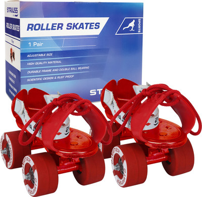Strauss Baby Quad Roller Skates - Size For (4 to 6 Years)(Red)
