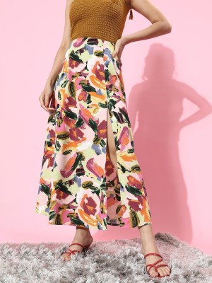 Berrylush Printed Women A-line Pink Skirt