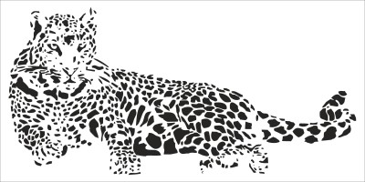 K2A Decor 52 cm sitting leopard medium wall sticker ((pvc vinyl 107X52 cm) Self Adhesive Sticker(Pack of 1)