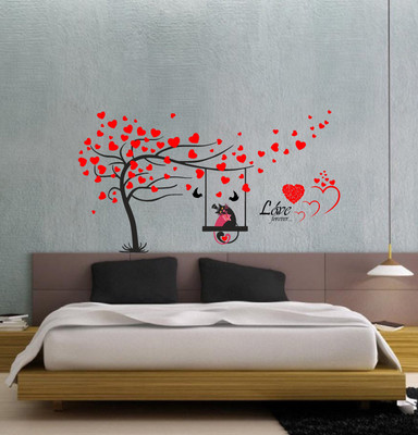 K2A Studio 83 cm heart leaves tree loving spring cate wall sticker (103X83 cm) Self Adhesive Sticker(Pack of 1)