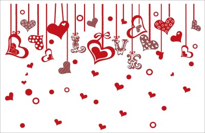 Pshychedelic Collection 116 cm beautiful decorative hanging hearts wall sticker Self Adhesive Sticker(Pack of 1)