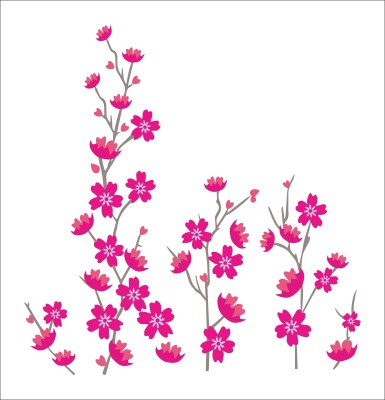 K2A Studio 91 cm beautiful floral pink flower wall sticker ((95X91 cm) Self Adhesive Sticker(Pack of 1)