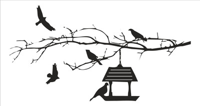Crown Decals 60 cm home décor songbird on tree branch decorative wallsticker Self Adhesive Sticker(Pack of 1)