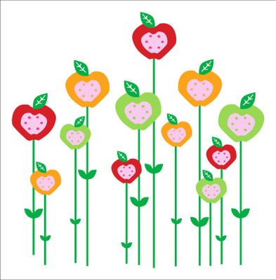 sp decals 60 cm beautiful multicolour apple green leaves abstract wall sticker Self Adhesive Sticker(Pack of 1)