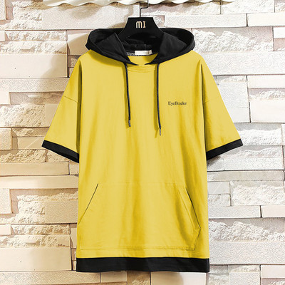 EyeBogler Solid Men Hooded Neck Yellow T-Shirt
