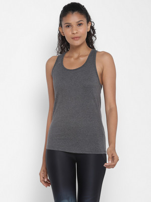 Ap'pulse Solid Women Scoop Neck Grey T-Shirt