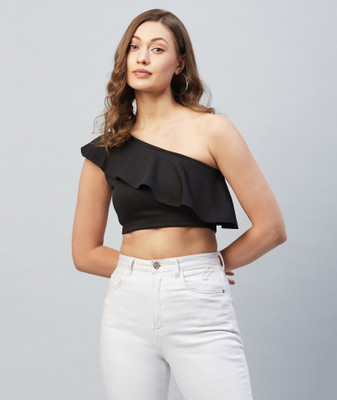 Chimpaaanzee Casual Solid Women Black Top