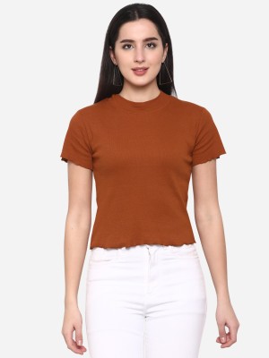 Vardhman Retails Casual Self Design Women Brown Top