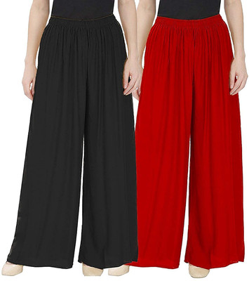 ushagarments Flared Women Red, Black Trousers