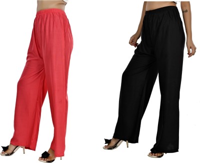 LETZ DEZINE Relaxed Women Pink, Black Trousers