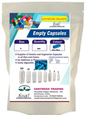 santhosh Trading Pharma raw materials size 0 Blue / Blue Empty capsules(500 No)
