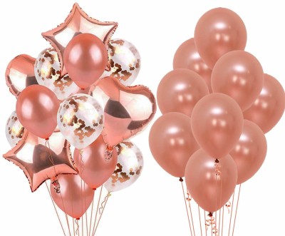 Party Propz Solid Rose Gold Birthday Decor - 63Pcs Rose Gold Balloon Combo Balloon(Gold, Pack of 63)
