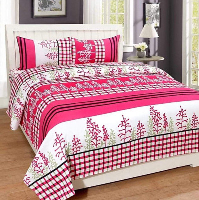 Jiyansh Overseas 210 TC Polyester Double Floral Flat Bedsheet(Pack of 1, Multicolor)