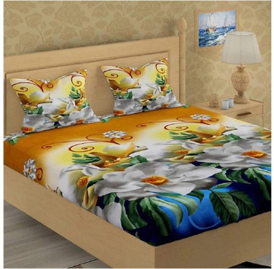 Jiyansh Overseas 210 TC Polyester Double Floral Flat Bedsheet(Pack of 1, Multicolor)