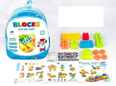 WHITE POPCORN FIRST QUALITY BLOCK CONSTRUCTION PLAY AND LEARN(Multicolor)