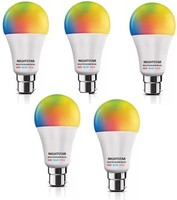 Nightstar 10 W Basic Round B22 D LED Bulb(Multicolor, Pack of 5)