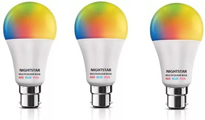 Nightstar 10 W Basic Round B22 D LED Bulb(Multicolor, Pack of 3)