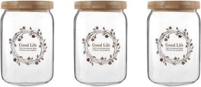 Homies Glass Utility Container  - 1000 ml(Pack of 3, Clear)