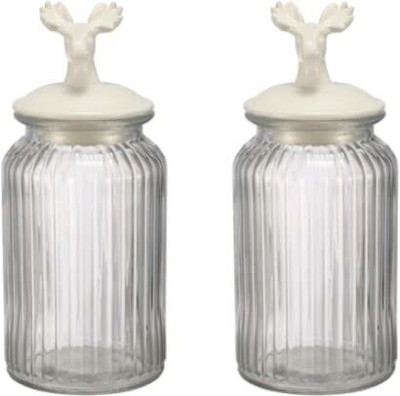 Homies Glass Utility Container  - 1500 ml(Pack of 2, Clear)