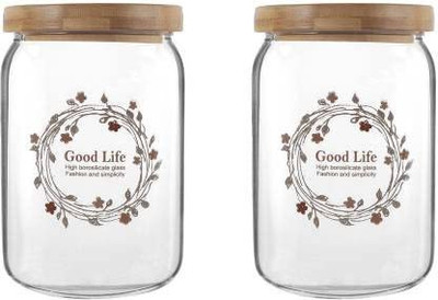 Homies Glass Utility Container  - 1000 ml(Pack of 2, Clear)