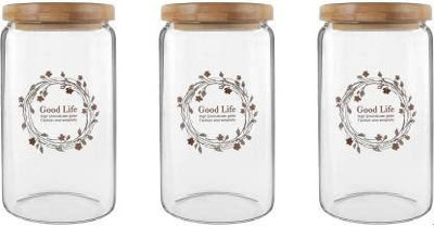 Homies Glass Utility Container  - 1350 ml(Pack of 3, Clear)