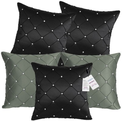 indoAmor Satin Cushions Cover(Pack of 5, 40 cm*40 cm, Black, Grey)