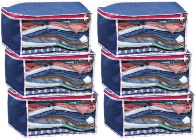 SH NASIMA 06 N Blue Non Woven Blouse Cover Cloths Cover Front Window Transprent (Set Of 6) 06(NEAVY BLUE)