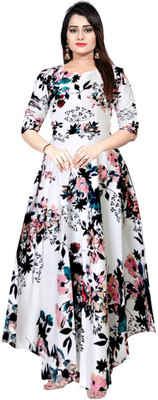 SILVER ORGANISATION Flared/A-line Gown(Pink, White)