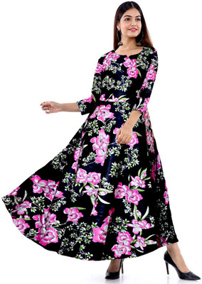 SILVER ORGANISATION Flared/A-line Gown(Pink, Black)