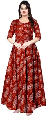 MUDRIKA Flared/A-line Gown(Maroon)