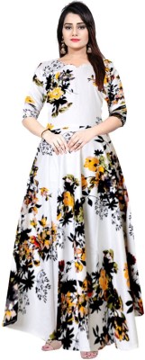 Khushi Handicrafts Women Floral Print Gown Kurta(Multicolor)