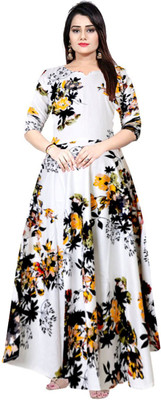 Khushi Handicrafts Women Floral Print Gown Kurta(Multicolor)