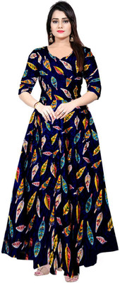 MUDRIKA Flared/A-line Gown(Blue)