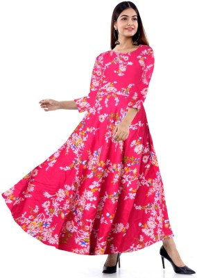 MUDRIKA Flared/A-line Gown(Pink)