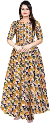 SILVER ORGANISATION Flared/A-line Gown(Beige)