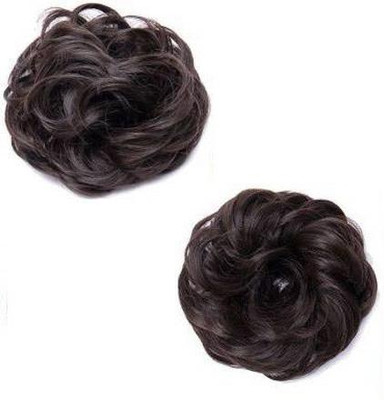 IndusBay Darkest Brown 1 PCS Messy  Bun With Elastic Rubber hair Band piece Hair Extension