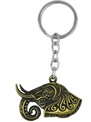 AFH Crome Metal Bronze Elephant Lucky Charm Decorative Gifting Key Chain Key Chain