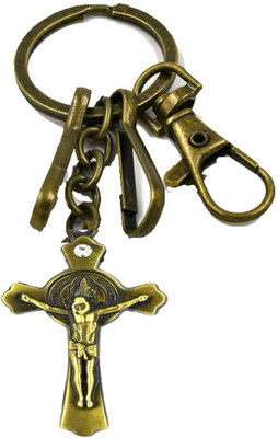 AFH Lord Holy Jesus Christ Crucifix Cross Bronze Diamond Hook Gifting Key chain Key Chain