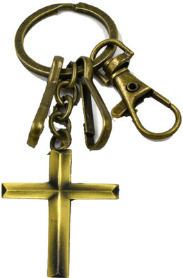 AFH Stainless Steel Stylist Bronze Holy Jesus Crucifix Cross Hook Key chain Key Chain