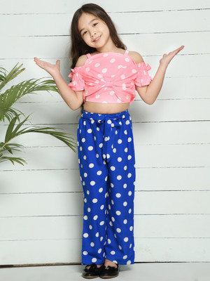Lilpicks Girls Casual Top Pant(Pink Blue)
