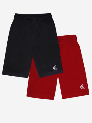 KiddoPanti Short For Boys Casual Solid Pure Cotton(Black, Pack of 2)