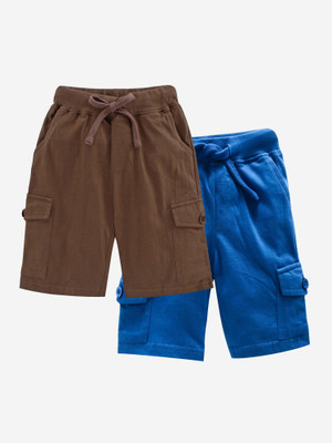KiddoPanti Short For Boys Casual Solid Pure Cotton(Blue, Pack of 2)