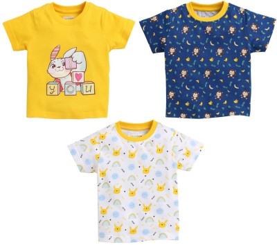 BUMZEE Baby Boys Printed Cotton Blend T Shirt(Multicolor, Pack of 3)